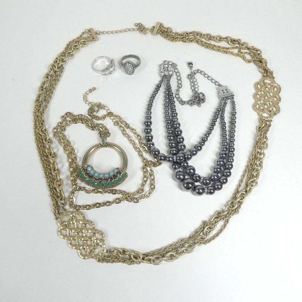 Lia Sophia Jewelry Lot Necklace Chains Pendant Rings